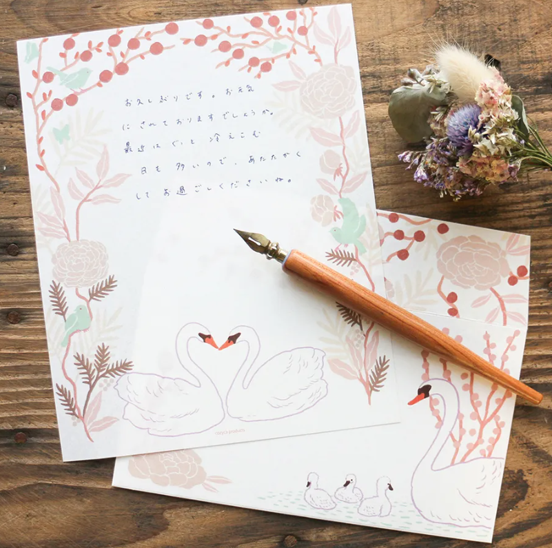 Kanako Tanigawa Letter Set | Cat / Swan Design