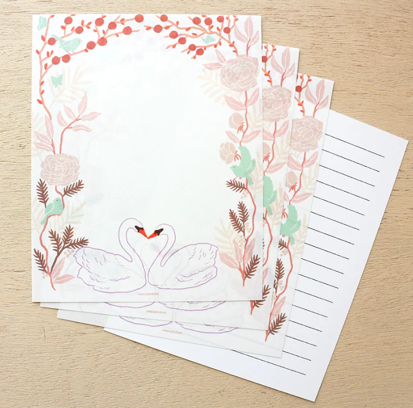 Kanako Tanigawa Letter Set | Cat / Swan Design