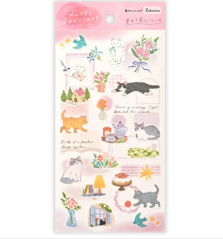 Deco Time Cat Sticker Set | Japanese Washi & Paper Stickers