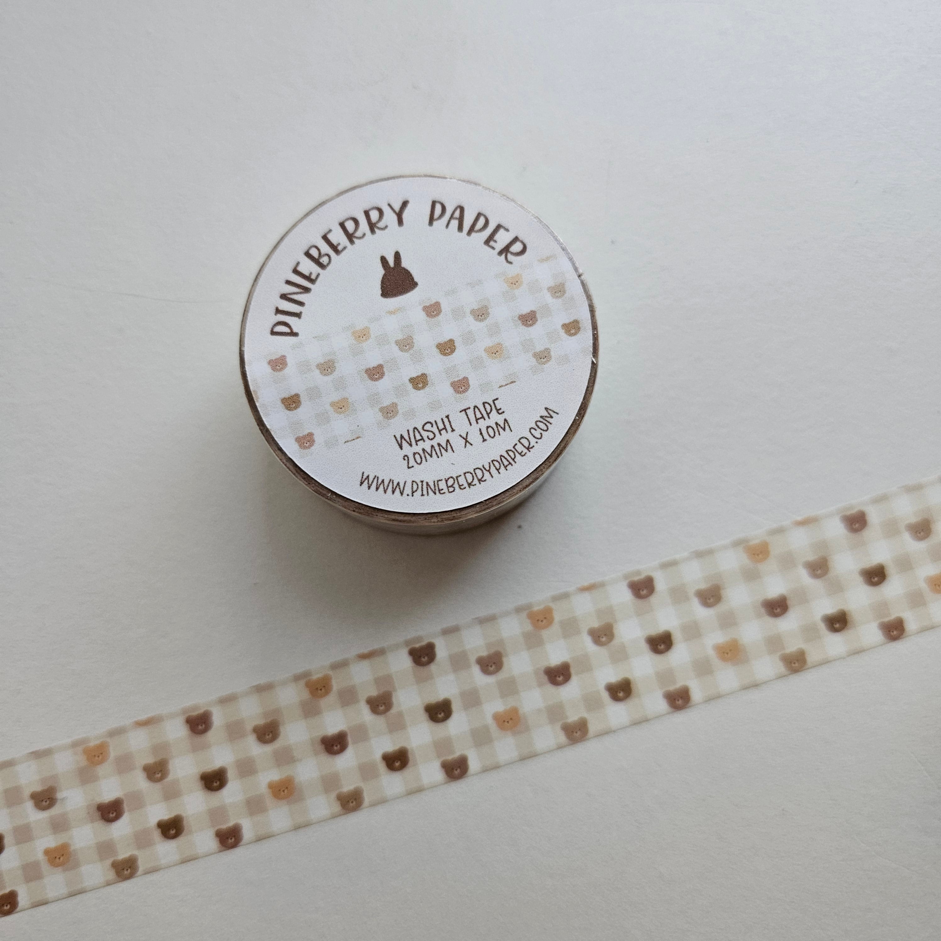 Bear Gingham Washi Tape | 20mm x 10m